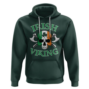 St. Patrick's Day Hoodie Irish Viking Skull Lucky Shamrocks Ireland Flag TS09 Dark Forest Green Printyourwear