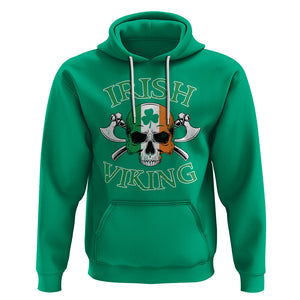 St. Patrick's Day Hoodie Irish Viking Skull Lucky Shamrocks Ireland Flag TS09 Irish Green Printyourwear