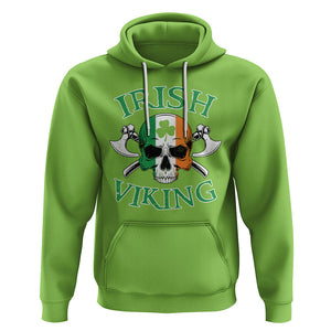 St. Patrick's Day Hoodie Irish Viking Skull Lucky Shamrocks Ireland Flag TS09 Lime Printyourwear