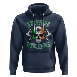 St. Patrick's Day Hoodie Irish Viking Skull Lucky Shamrocks Ireland Flag TS09 Navy Printyourwear