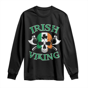 St Patrick's Day Long Sleeve Shirt Irish Viking Skull Lucky Shamrocks Ireland Flag TS09 Black Print Your Wear