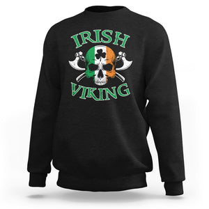 St. Patrick's Day Sweatshirt Irish Viking Skull Lucky Shamrocks Ireland Flag TS09 Black Printyourwear