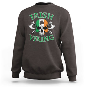 St. Patrick's Day Sweatshirt Irish Viking Skull Lucky Shamrocks Ireland Flag TS09 Dark Chocolate Printyourwear