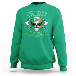 St. Patrick's Day Sweatshirt Irish Viking Skull Lucky Shamrocks Ireland Flag TS09 Irish Green Printyourwear