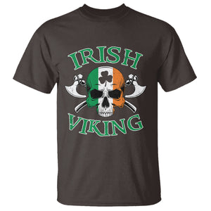 St. Patrick's Day T Shirt Irish Viking Skull Lucky Shamrocks Ireland Flag TS09 Dark Chocolate Printyourwear