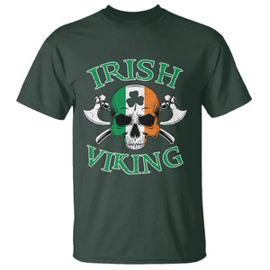St. Patrick's Day T Shirt Irish Viking Skull Lucky Shamrocks Ireland Flag TS09 Dark Forest Green Printyourwear