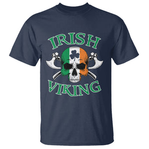 St. Patrick's Day T Shirt Irish Viking Skull Lucky Shamrocks Ireland Flag TS09 Navy Printyourwear
