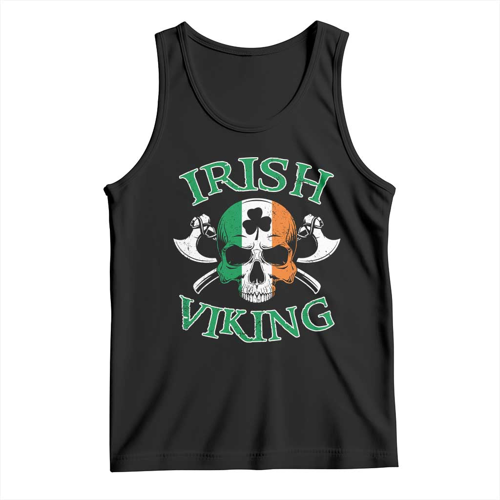 St Patrick's Day Tank Top Irish Viking Skull Lucky Shamrocks Ireland Flag TS09 Black Print Your Wear
