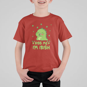 St. Patrick's Day T Shirt For Kid Kiss Me I'm Irish Cute Dinosaur TS09 Red Printyourwear