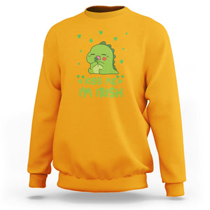 St. Patrick's Day Sweatshirt Kiss Me I'm Irish Cute Dinosaur TS09 Gold Printyourwear