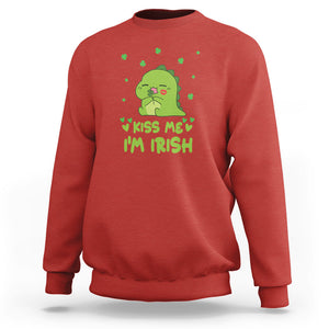 St. Patrick's Day Sweatshirt Kiss Me I'm Irish Cute Dinosaur TS09 Red Printyourwear