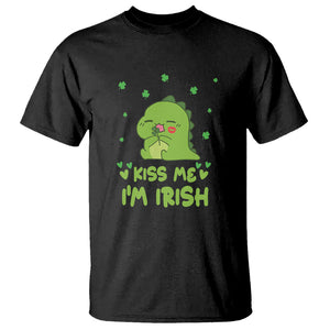 St. Patrick's Day T Shirt Kiss Me I'm Irish Cute Dinosaur TS09 Black Printyourwear