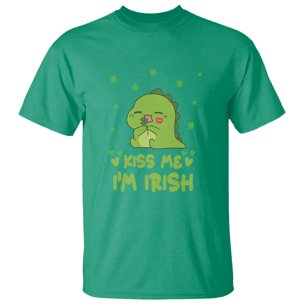 St. Patrick's Day T Shirt Kiss Me I'm Irish Cute Dinosaur TS09 Irish Green Printyourwear