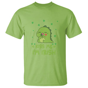 St. Patrick's Day T Shirt Kiss Me I'm Irish Cute Dinosaur TS09 Lime Printyourwear