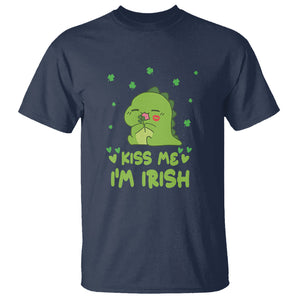 St. Patrick's Day T Shirt Kiss Me I'm Irish Cute Dinosaur TS09 Navy Printyourwear