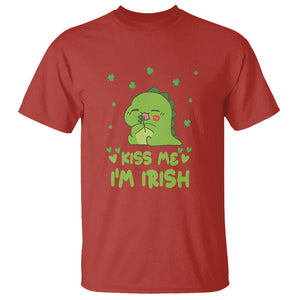 St. Patrick's Day T Shirt Kiss Me I'm Irish Cute Dinosaur TS09 Red Printyourwear