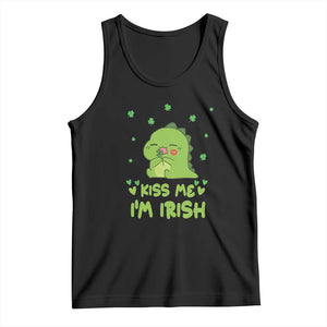 St Patrick's Day Tank Top Kiss Me I'm Irish Cute Dinosaur TS09 Black Print Your Wear