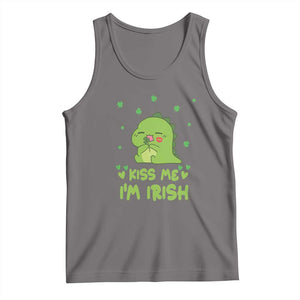 St Patrick's Day Tank Top Kiss Me I'm Irish Cute Dinosaur TS09 Deep Heather Print Your Wear