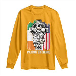 Irish By Blood American By Birth Patriot By Choice Long Sleeve Shirt Celtic Cross Ireland America Flag TS09 Gold Print Your Wear