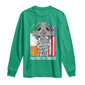 Irish By Blood American By Birth Patriot By Choice Long Sleeve Shirt Celtic Cross Ireland America Flag TS09 Irish Green Print Your Wear