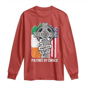 Irish By Blood American By Birth Patriot By Choice Long Sleeve Shirt Celtic Cross Ireland America Flag TS09 Red Print Your Wear