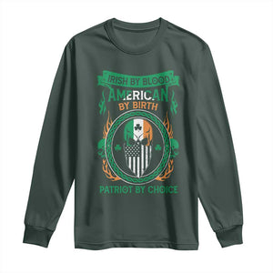 Irish By Blood American By Birth Patriot By Choice Long Sleeve Shirt TS09 Dark Forest Green Print Your Wear