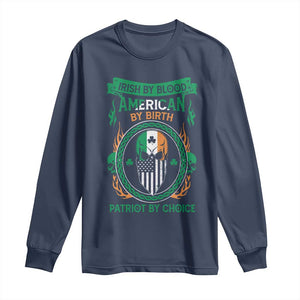 Irish By Blood American By Birth Patriot By Choice Long Sleeve Shirt TS09 Navy Print Your Wear