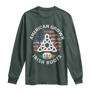 American Grown Irish Roots Ireland Flag Long Sleeve Shirt TS09 Dark Forest Green Print Your Wear