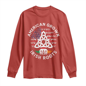 American Grown Irish Roots Ireland Flag Long Sleeve Shirt TS09 Red Print Your Wear