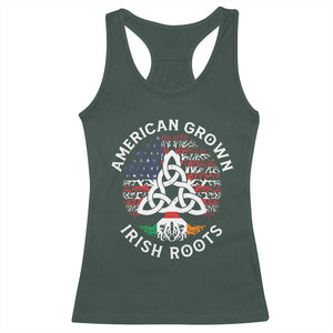 American Grown Irish Roots Ireland Flag Racerback Tank Top TS09 Dark Forest Green Print Your Wear