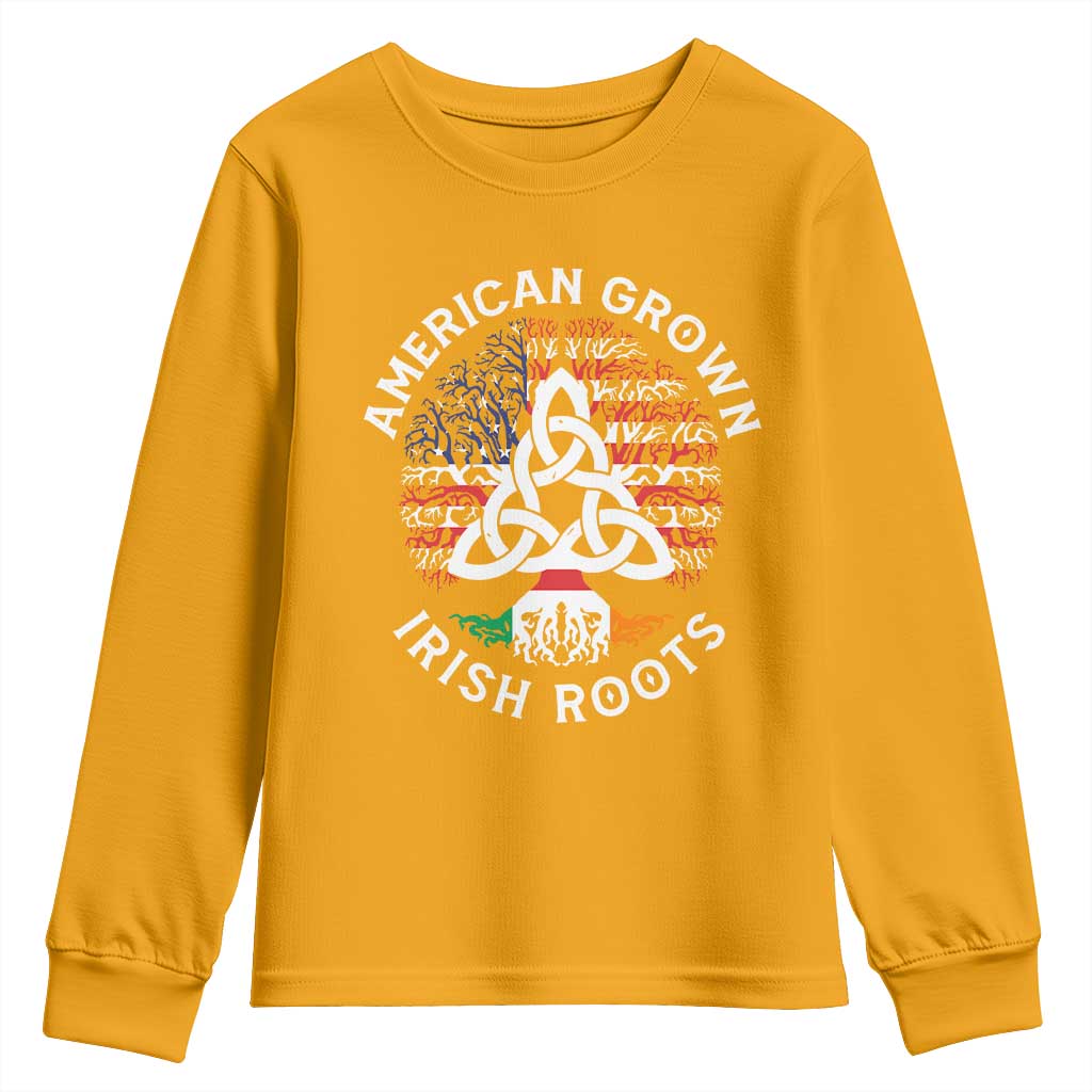 American Grown Irish Roots Ireland Flag Youth Sweatshirt TS09 Gold Print Your Wear