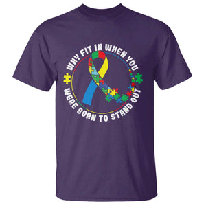 Autism Awareness T Shirt Why Fit In When You Were Born To Stand Out TS09 Purple Printyourwear