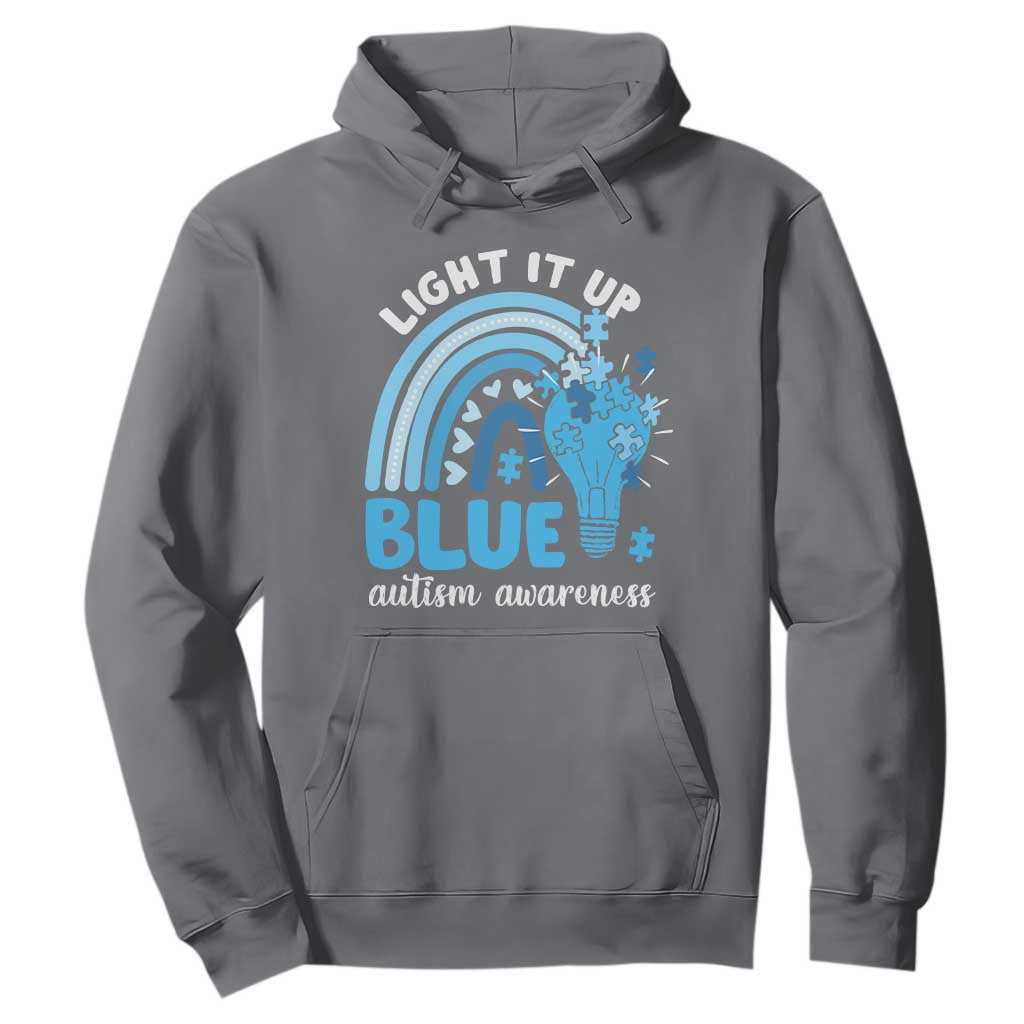 Autism Awareness Hoodie Light It Up Blue Rainbow Puzzle Piece TS09 Charcoal Printyourwear