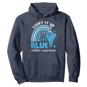 Autism Awareness Hoodie Light It Up Blue Rainbow Puzzle Piece TS09 Navy Printyourwear