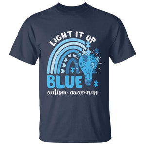 Autism Awareness T Shirt Light It Up Blue Rainbow Puzzle Piece TS09 Navy Printyourwear