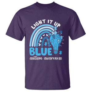 Autism Awareness T Shirt Light It Up Blue Rainbow Puzzle Piece TS09 Purple Printyourwear