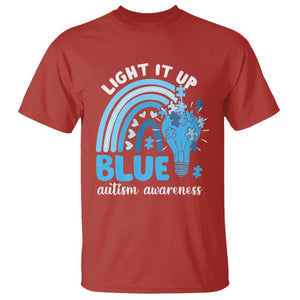 Autism Awareness T Shirt Light It Up Blue Rainbow Puzzle Piece TS09 Red Printyourwear