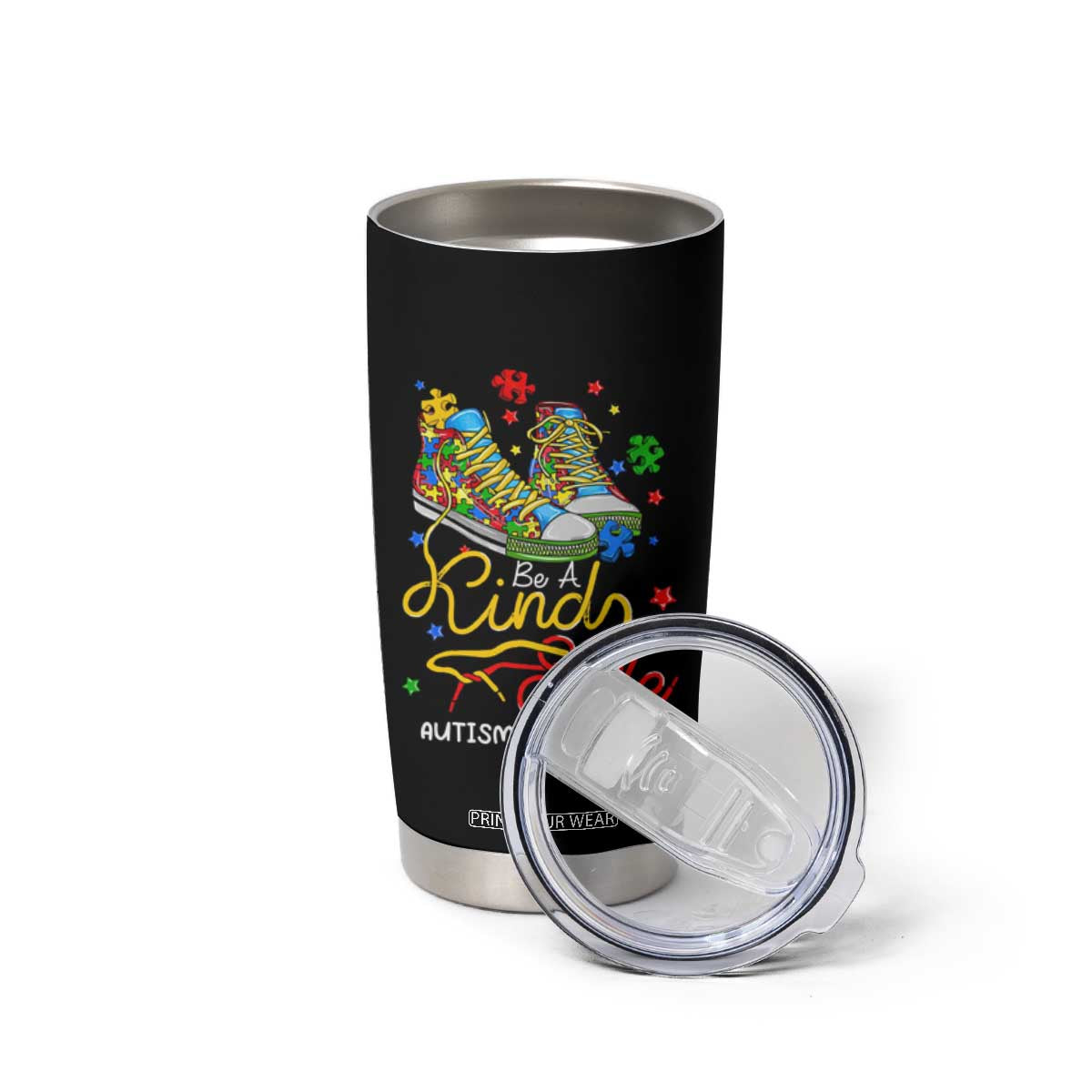 Autism Awareness Tumbler Cup Be A King Sole Puzzle Shoe TS09 Print Your Wear