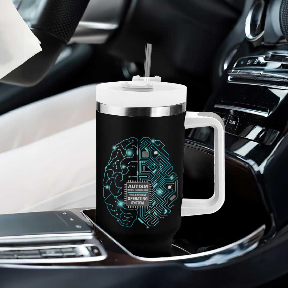 Autism Awareness Tumbler With Handle It's Not A Processing Error It's A Different Operating System Autistic TS09 Print Your Wear