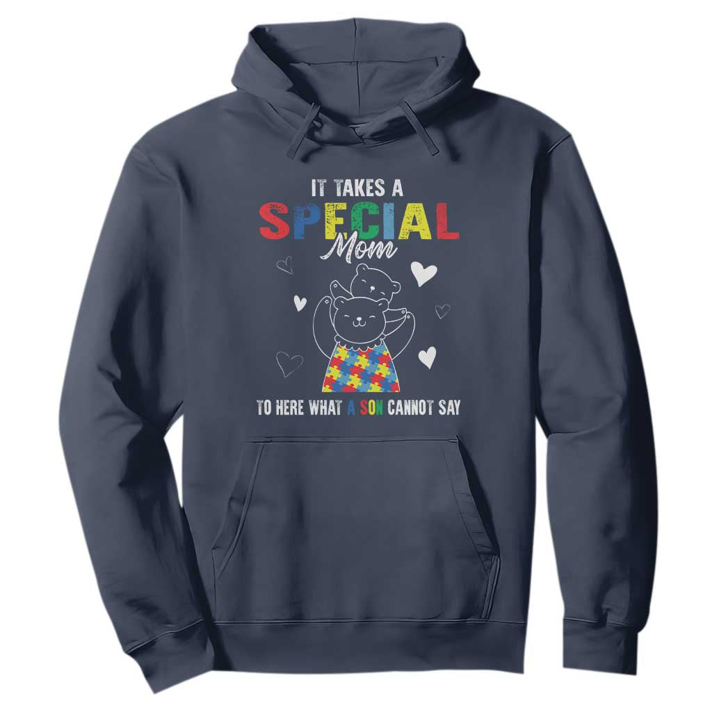 Autism Awareness Hoodie It Takes A Special Mom To Hear What A Son Cannot Say TS09 Navy Printyourwear