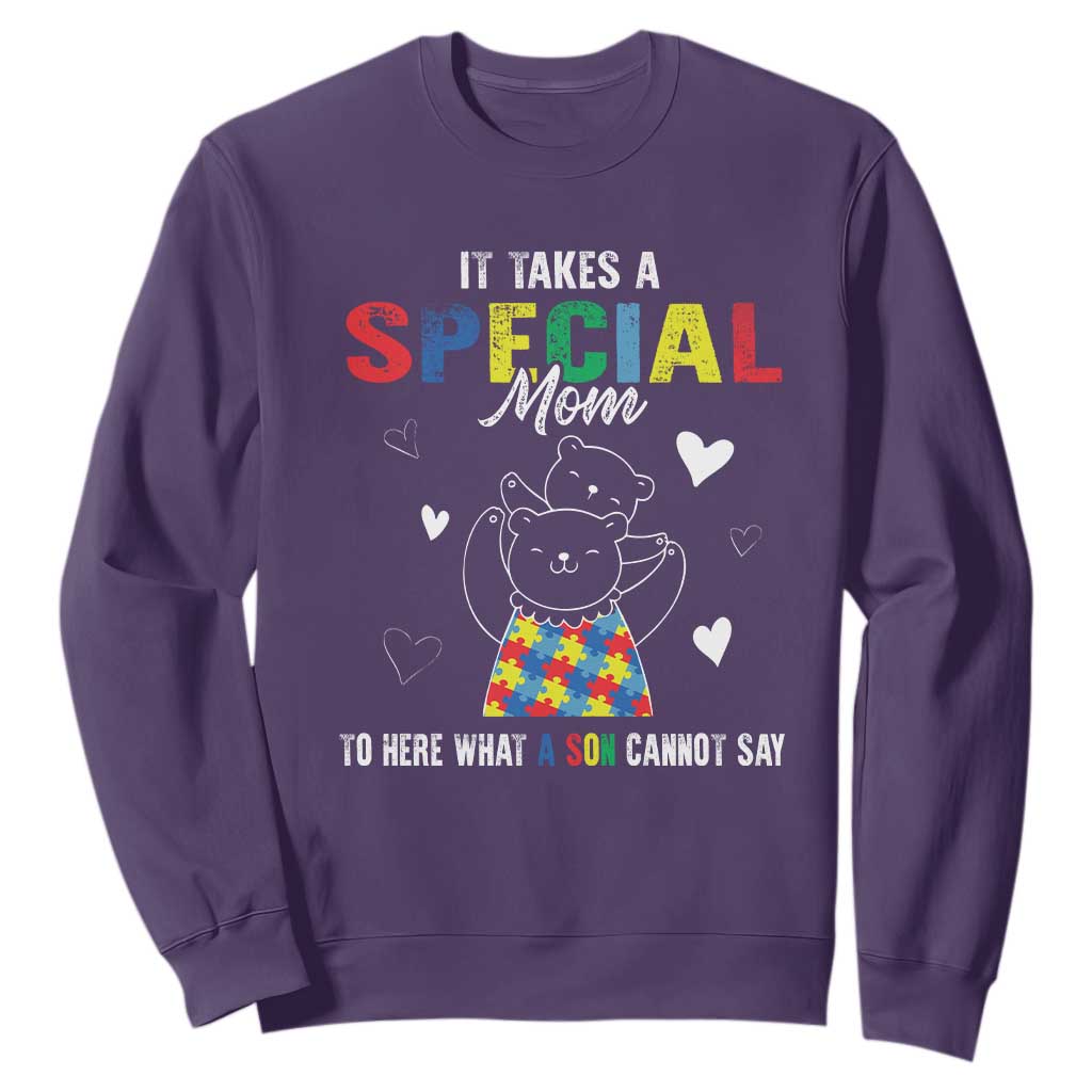 Autism Awareness Sweatshirt It Takes A Special Mom To Hear What A Son Cannot Say TS09 Purple Printyourwear