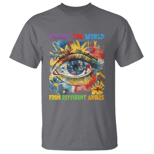 Autism Awareness T Shirt Puzzle Eyes Seeing The World From Diferent Angles TS09 Charcoal Printyourwear