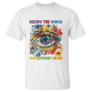 Autism Awareness T Shirt Puzzle Eyes Seeing The World From Diferent Angles TS09 White Printyourwear