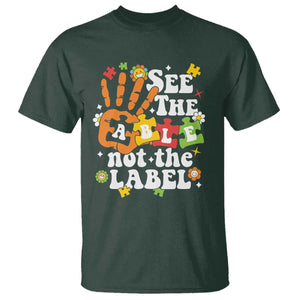 Autism Awareness T Shirt See The Able Not The Label TS09 Dark Forest Green Printyourwear