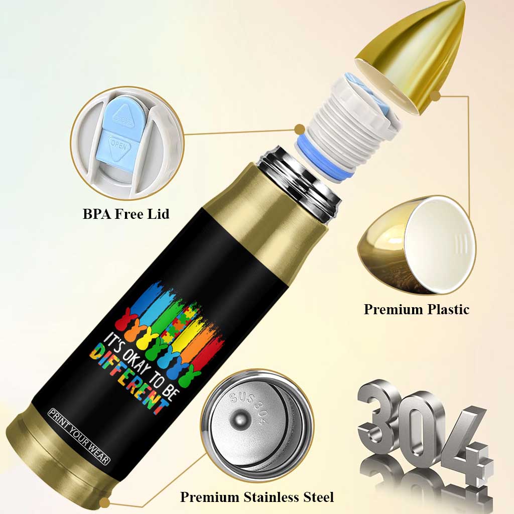 Autism Awareness Bullet Tumbler It's OK To Be Different Puzzle Easter Bunny TS09 Print Your Wear