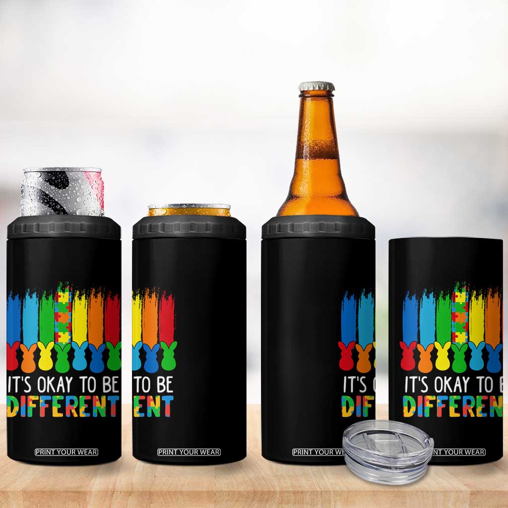 Autism Awareness 4 in 1 Can Cooler Tumbler It's OK To Be Different Puzzle Easter Bunny TS09 Print Your Wear