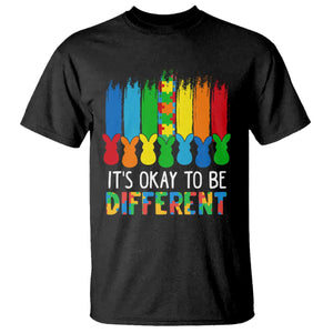 Autism Awareness T Shirt It's OK To Be Different Puzzle Easter Bunny TS09 Black Printyourwear