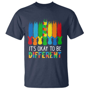 Autism Awareness T Shirt It's OK To Be Different Puzzle Easter Bunny TS09 Navy Printyourwear