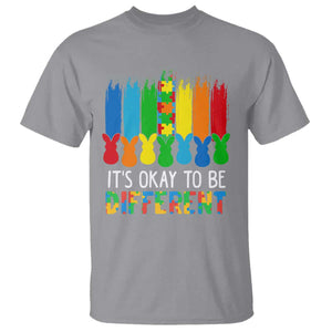 Autism Awareness T Shirt It's OK To Be Different Puzzle Easter Bunny TS09 Sport Gray Printyourwear