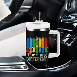 Autism Awareness Tumbler With Handle It's OK To Be Different Puzzle Easter Bunny TS09 Print Your Wear